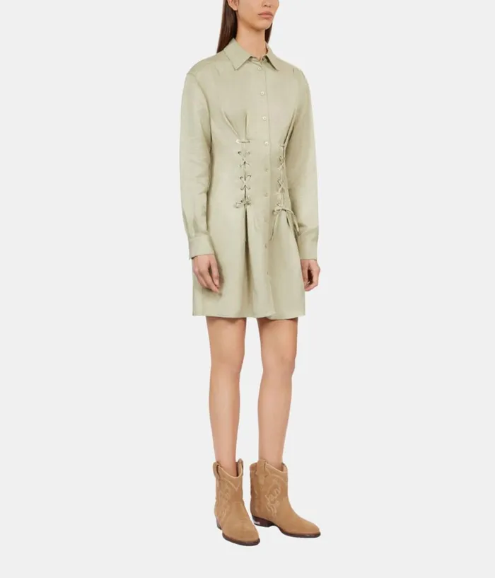 Women Dresses and Jumpsuits THE KOOPLES Short Light Green Dress With Lacing Women Dresses and Jumpsuits THE KOOPLES Short Light Green Dress With Lacing