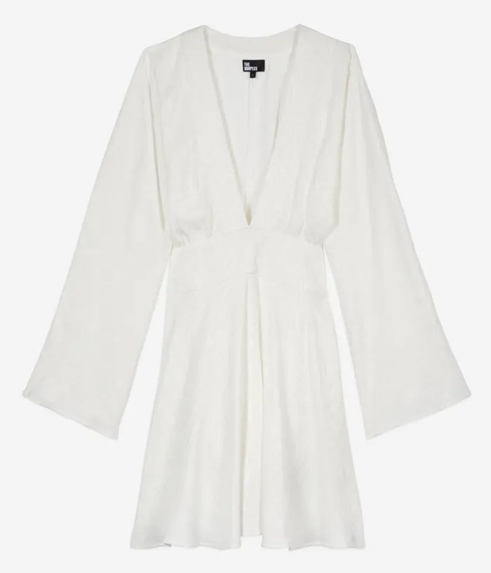 Women Dresses and Jumpsuits THE KOOPLES Short White Baroque Jacquard Dress