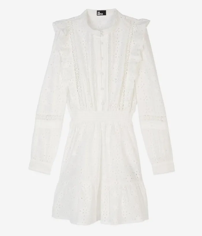 Women Dresses and Jumpsuits THE KOOPLES Short White Dress In English Embroidery