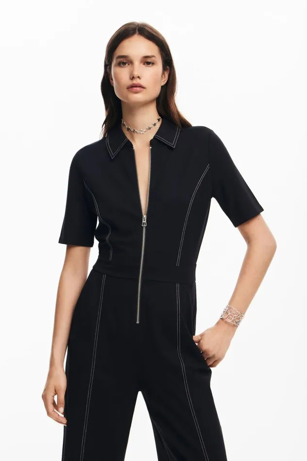 Women Dresses And Jumpsuits Desigual Long Jumpsuit With Topstitching