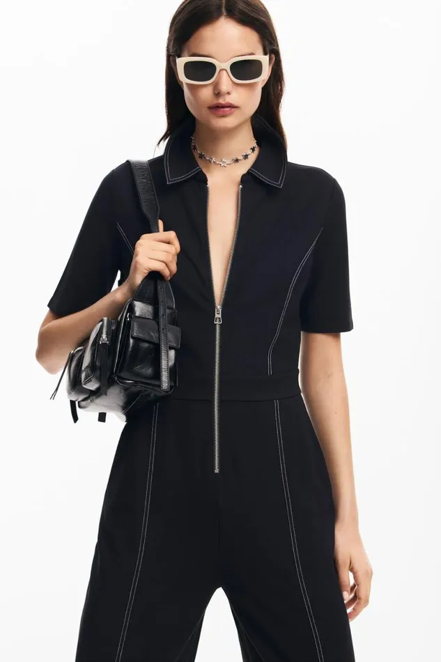 Women Dresses And Jumpsuits Desigual Long Jumpsuit With Topstitching