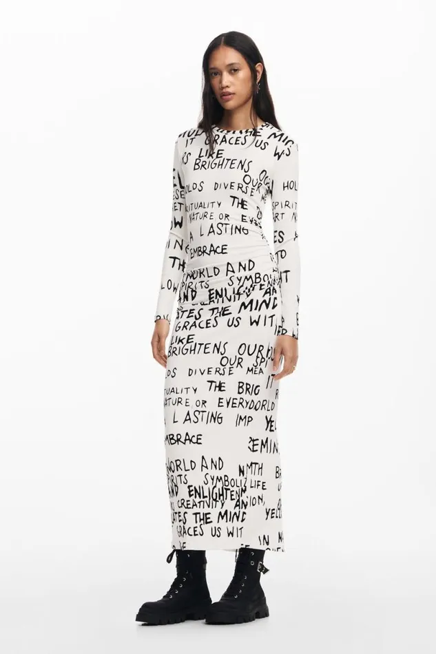 Women Dresses And Jumpsuits Desigual Midi Dress With Phrase