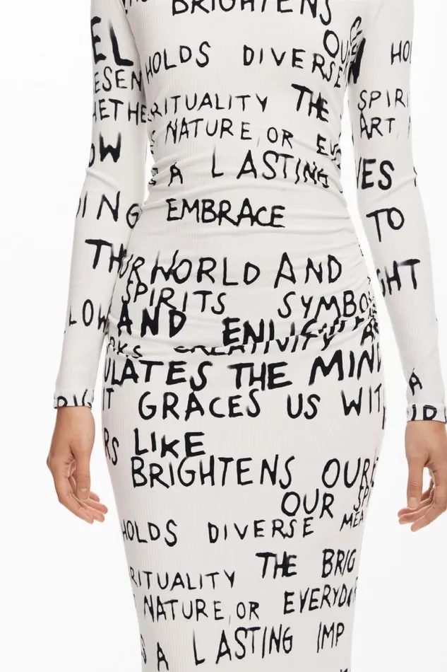Women Dresses And Jumpsuits Desigual Midi Dress With Phrase