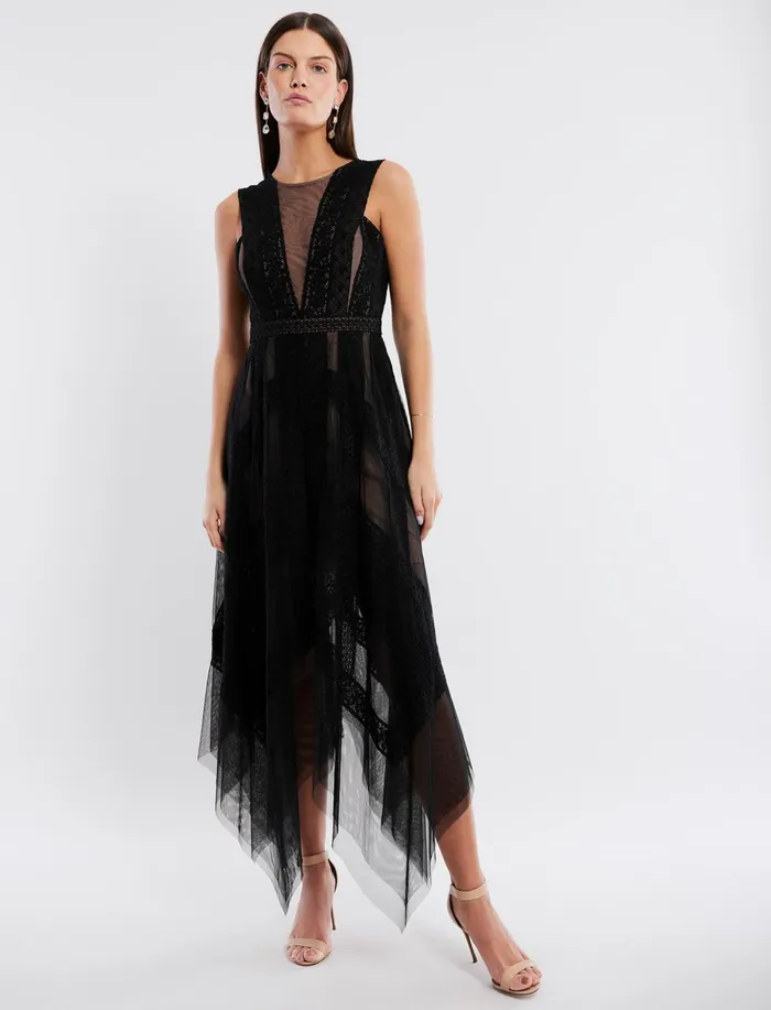 Women Dresses BCBG Black Andi Handkerchief Dress Black