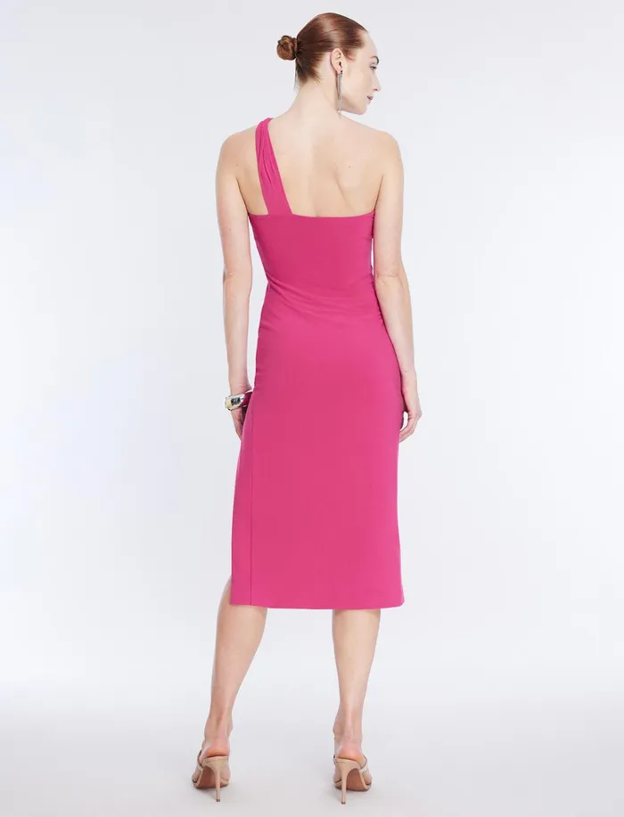 Women Dresses BCBG Matilda One Shoulder Midi Dress Bright Rose