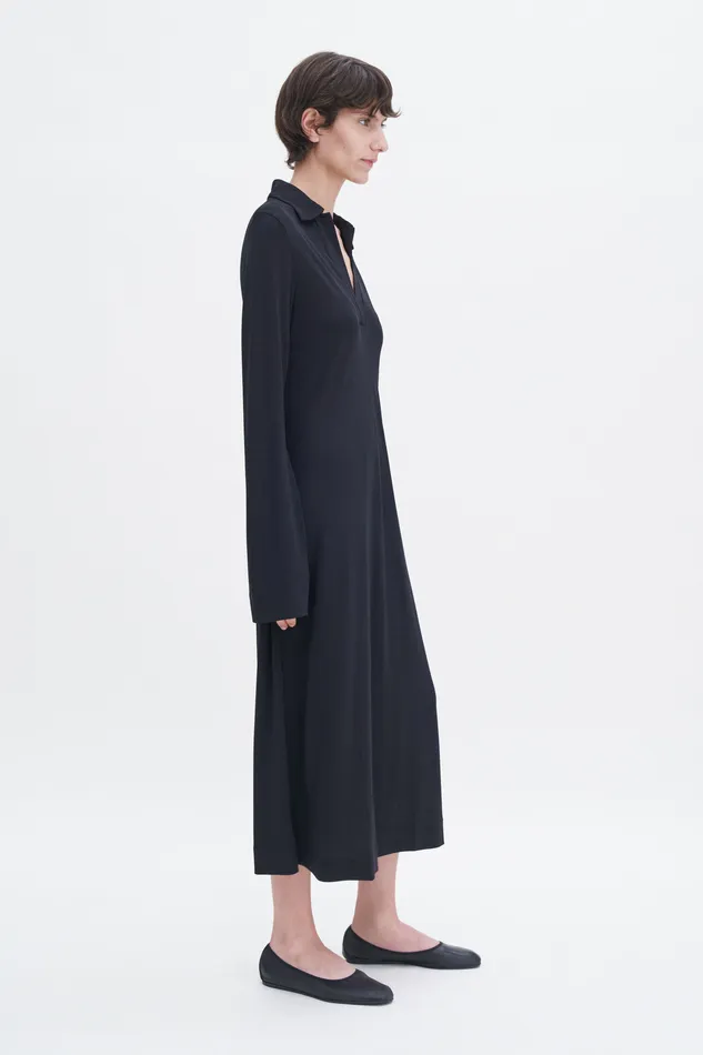 Women Dresses filippak Crepe Jersey Polo Dress Black