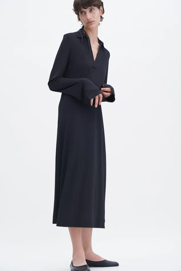 Women Dresses filippak Crepe Jersey Polo Dress Black Women Dresses filippak Crepe Jersey Polo Dress Black