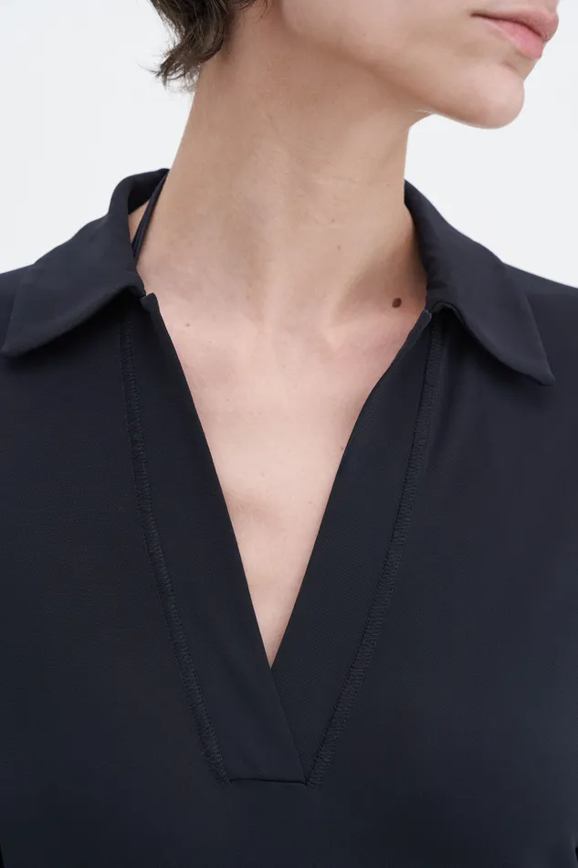 Women Dresses filippak Crepe Jersey Polo Dress Black Women Dresses filippak Crepe Jersey Polo Dress Black