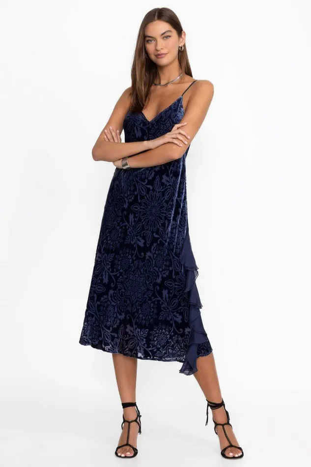 Women Dresses Johnny Was CEECEE RUFFLE SLIP DRESS Sapphire Blue