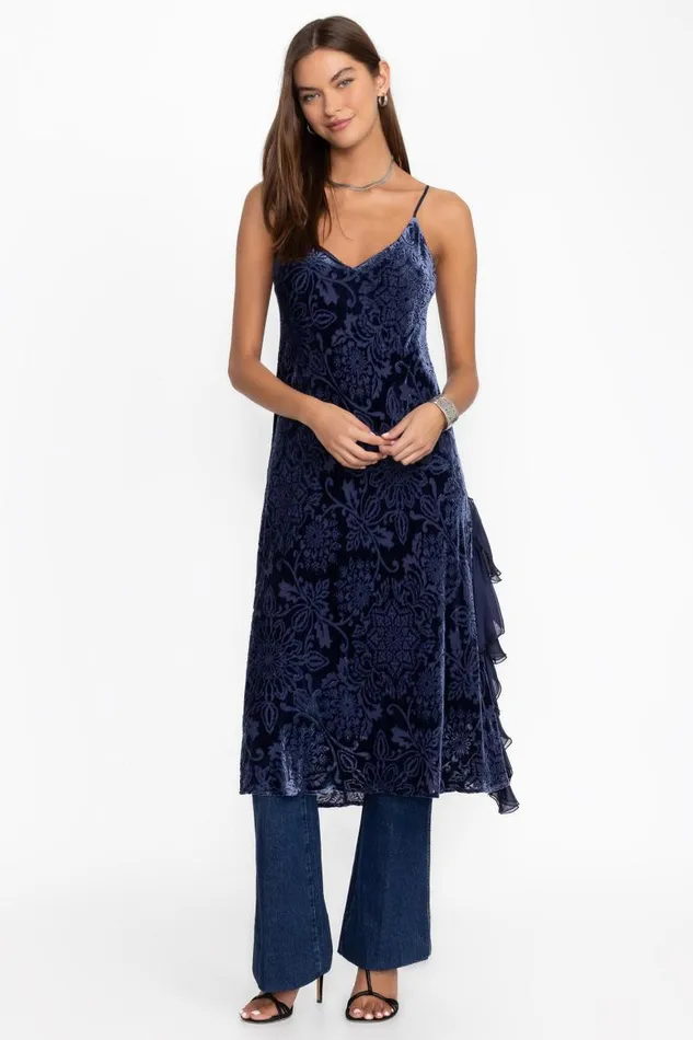 Women Dresses Johnny Was CEECEE RUFFLE SLIP DRESS Sapphire Blue Women Dresses Johnny Was CEECEE RUFFLE SLIP DRESS Sapphire Blue