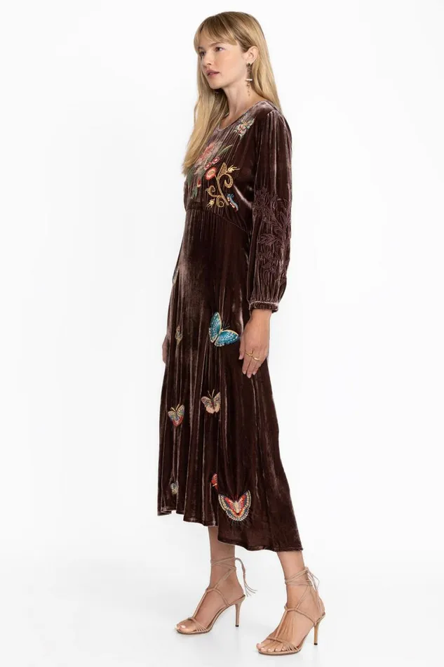 Women Dresses Johnny Was VELVET EFFORTLESS MIDI DRESS Coffee Bean Women Dresses Johnny Was VELVET EFFORTLESS MIDI DRESS Coffee Bean
