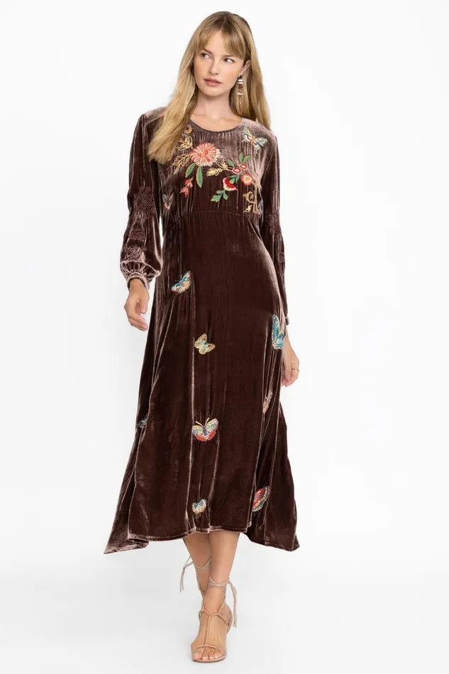 Women Dresses Johnny Was VELVET EFFORTLESS MIDI DRESS Coffee Bean Women Dresses Johnny Was VELVET EFFORTLESS MIDI DRESS Coffee Bean