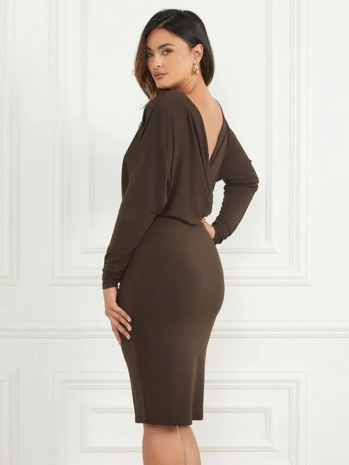 Women Dresses Marciano Cassie Dress Bitter Chocolate Women Dresses Marciano Cassie Dress Bitter Chocolate