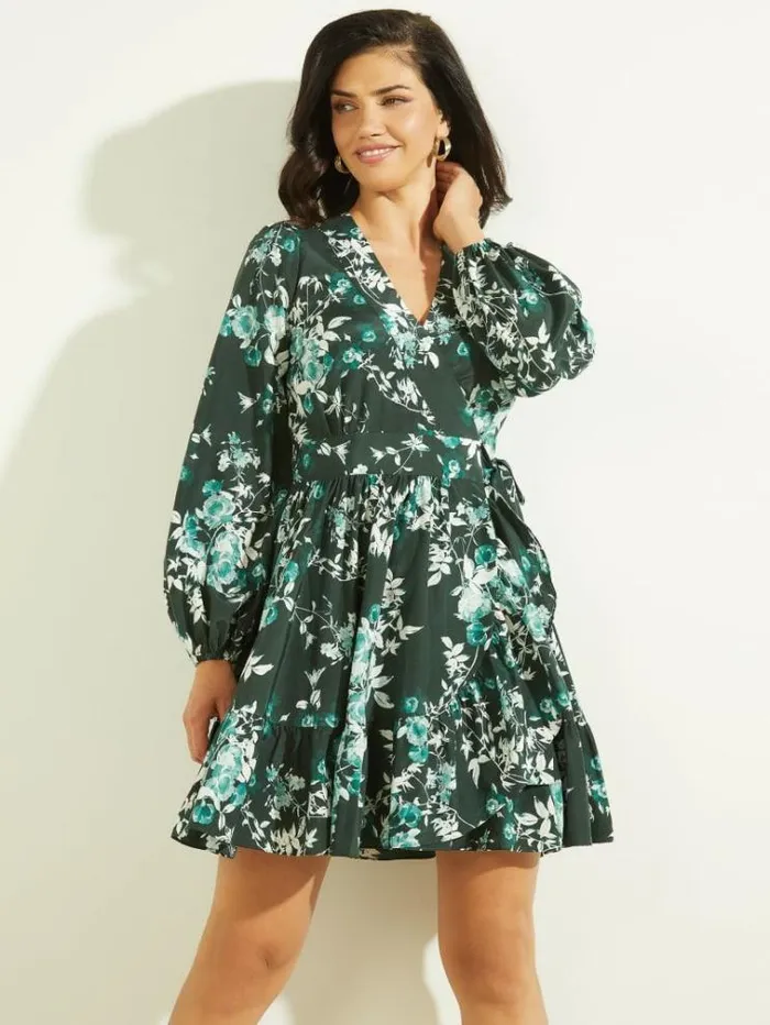 Women Dresses Marciano Petal Pose Wrap Dress Petal Pose Chenille Green