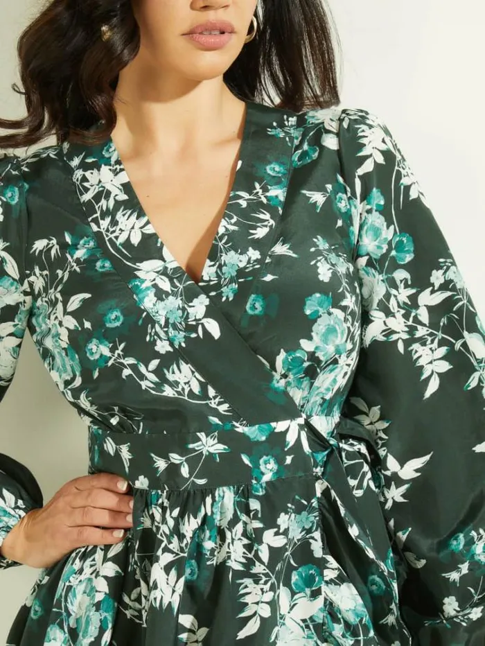 Women Dresses Marciano Petal Pose Wrap Dress Petal Pose Chenille Green Women Dresses Marciano Petal Pose Wrap Dress Petal Pose Chenille Green