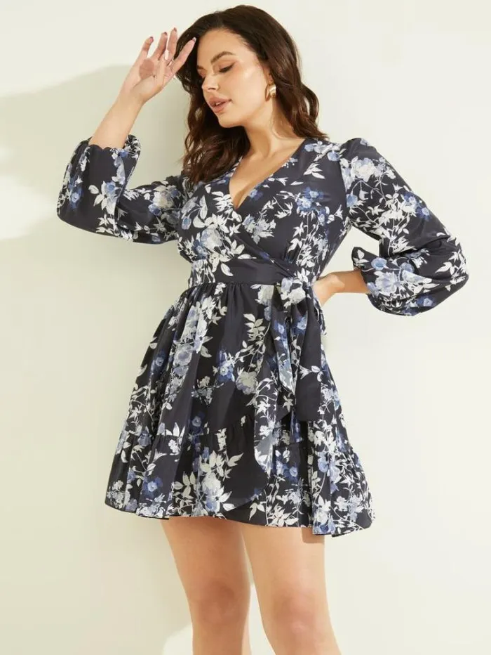 Women Dresses Marciano Petal Pose Wrap Dress Petal Pose Indigo