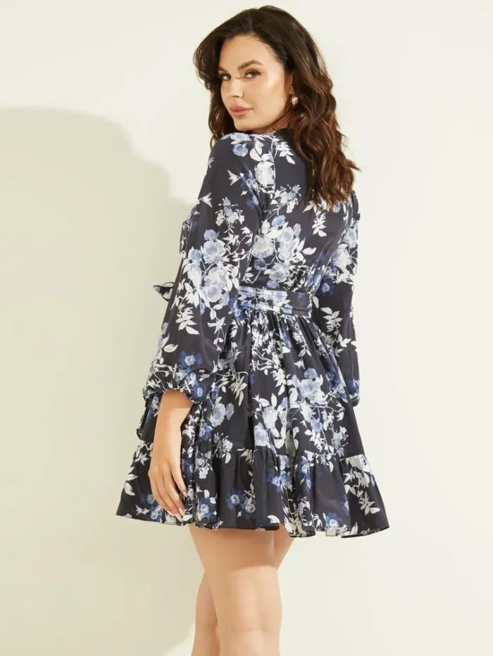 Women Dresses Marciano Petal Pose Wrap Dress Petal Pose Indigo Women Dresses Marciano Petal Pose Wrap Dress Petal Pose Indigo