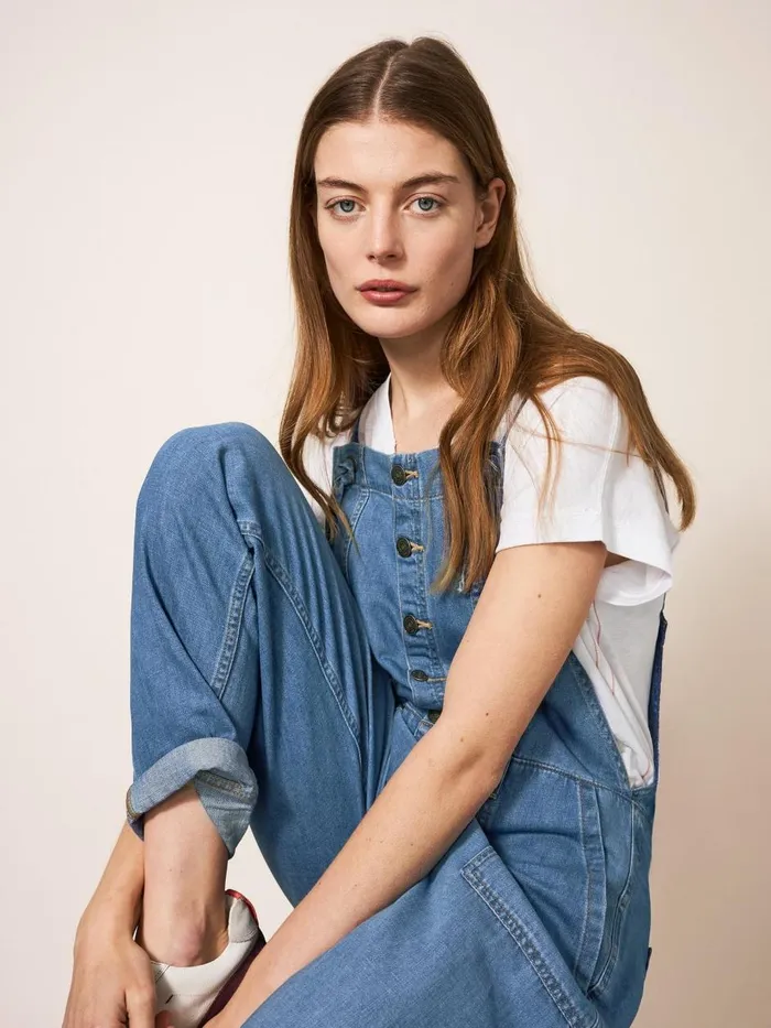 Women DUNGAREES and JUMPSUITS White Stuff Strappy Cotton Linen Dungaree Light Denim Women DUNGAREES and JUMPSUITS White Stuff Strappy Cotton Linen Dungaree Light Denim
