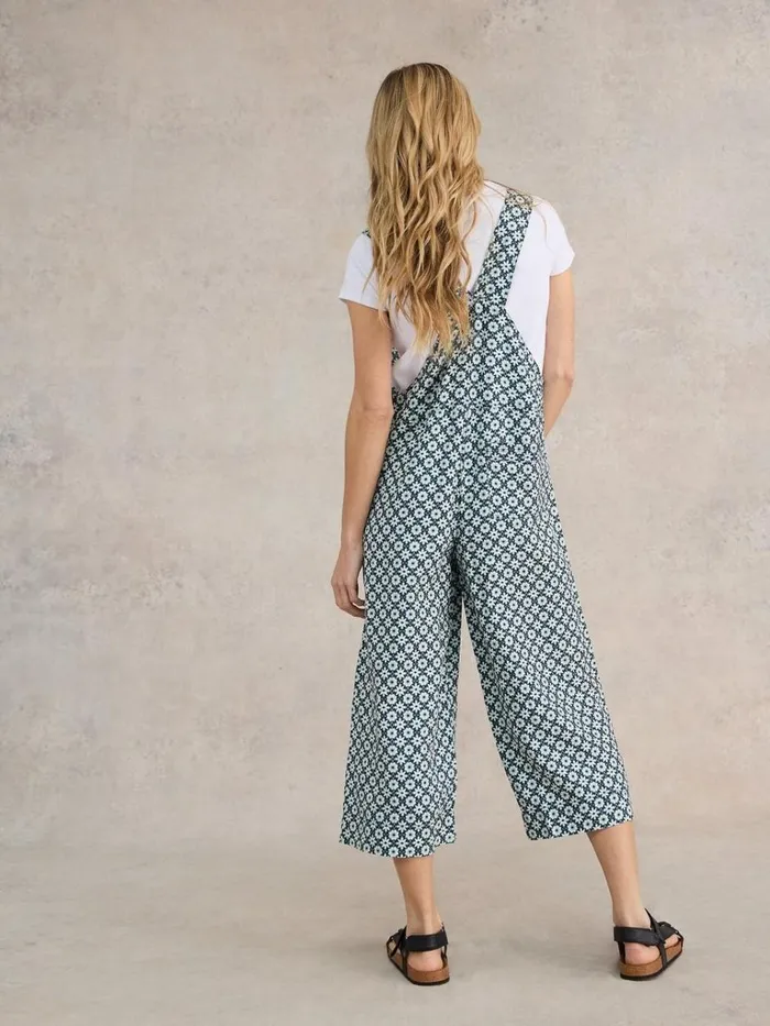 Women DUNGAREES and JUMPSUITS White Stuff Viola Crop Linen Dungaree Green Print Women DUNGAREES and JUMPSUITS White Stuff Viola Crop Linen Dungaree Green Print