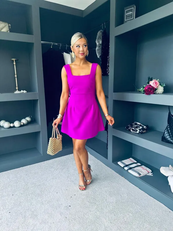 Women Evening Dress Canella Lane Angelica Bow Detail Mini Dress Orchid