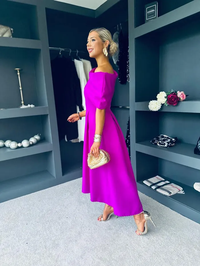 Women Evening Dress Canella Lane Celine Detailed Occasion Dress Orchid