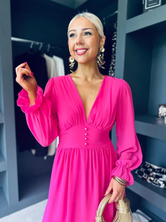 Women Evening Dress Canella Lane Cliona Banded Midi Dress Pink