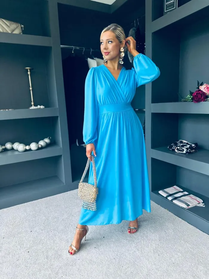 Women Evening Dress Canella Lane Maeve Banded Midi Dress Cyan