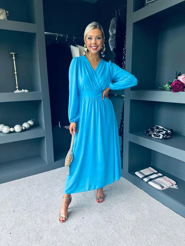 Women Evening Dress Canella Lane Maeve Banded Midi Dress Cyan