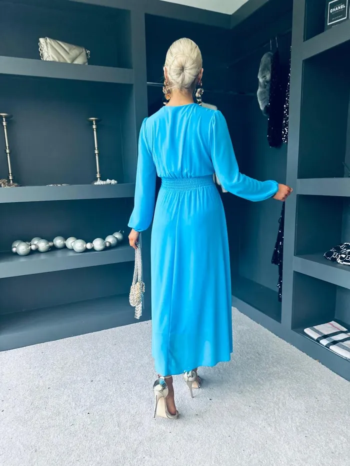 Women Evening Dress Canella Lane Maeve Banded Midi Dress Cyan