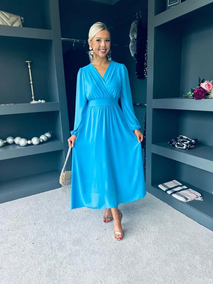 Women Evening Dress Canella Lane Maeve Banded Midi Dress Cyan