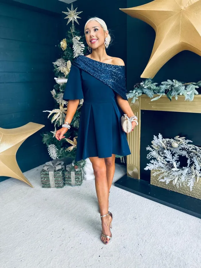Women Evening Dress Canella Lane Molly Detailed Occasion Dress Navy