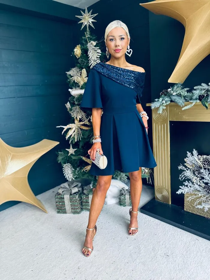 Women Evening Dress Canella Lane Molly Detailed Occasion Dress Navy