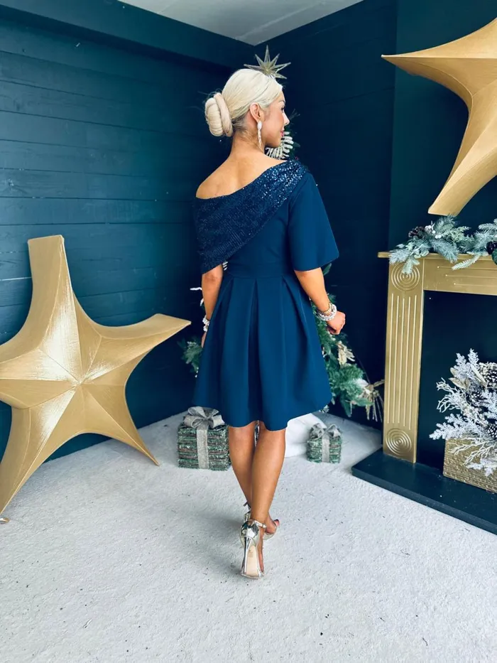 Women Evening Dress Canella Lane Molly Detailed Occasion Dress Navy