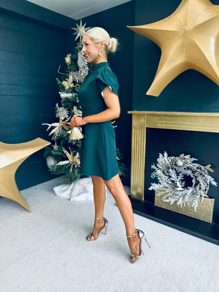 Women Evening Dress Canella Lane Rue Detailed Occasion Mini Dress Forest