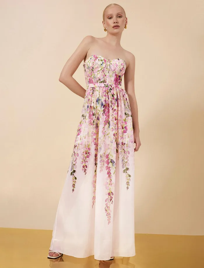 Women Evening Dresses and Gowns BCBG Hannah Strapless Gown Angel Wing Combo
