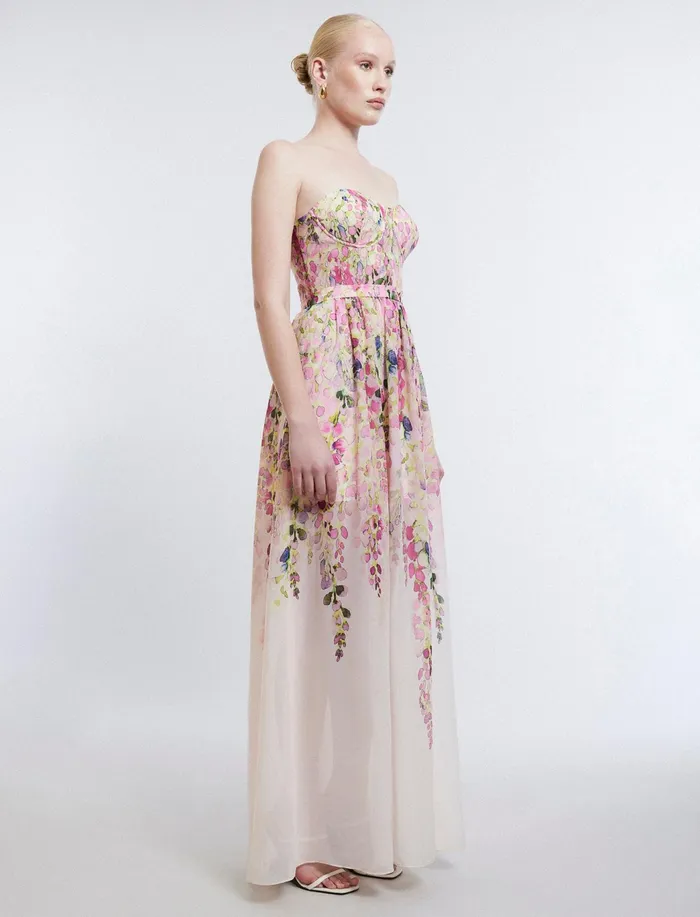 Women Evening Dresses and Gowns BCBG Hannah Strapless Gown Angel Wing Combo