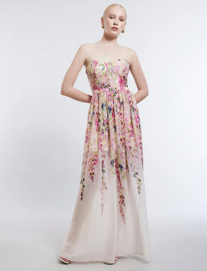 Women Evening Dresses and Gowns BCBG Hannah Strapless Gown Angel Wing Combo