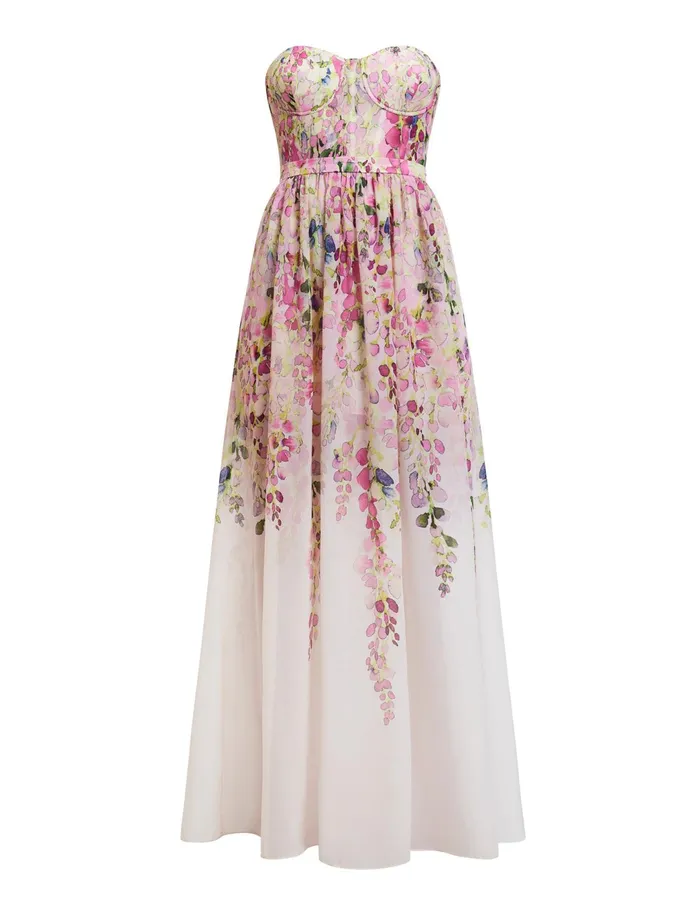 Women Evening Dresses and Gowns BCBG Hannah Strapless Gown Angel Wing Combo