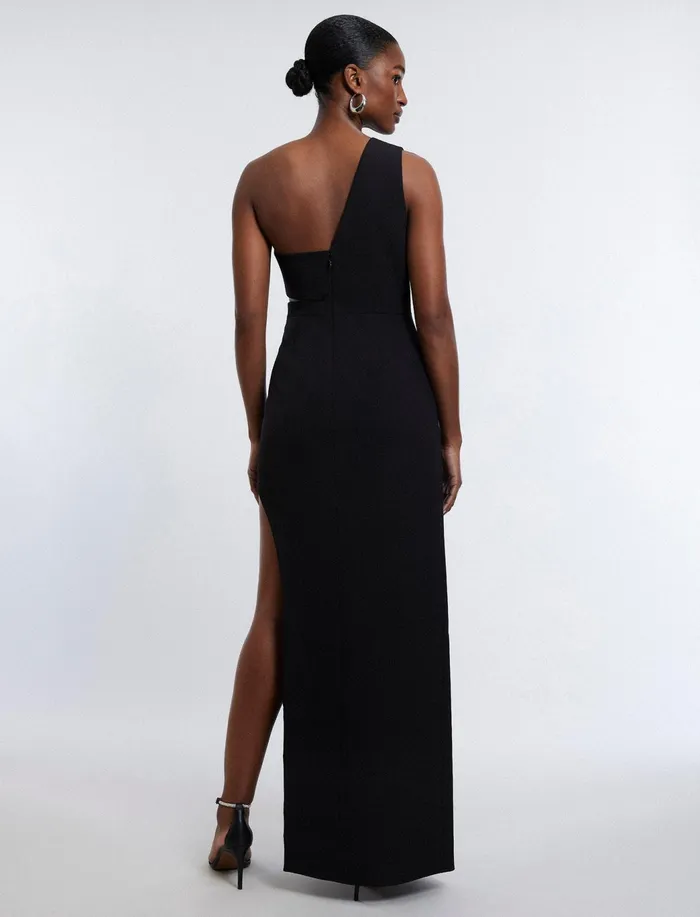 Women Evening Dresses and Gowns BCBG Kai One Shoulder Cutout Gown Black