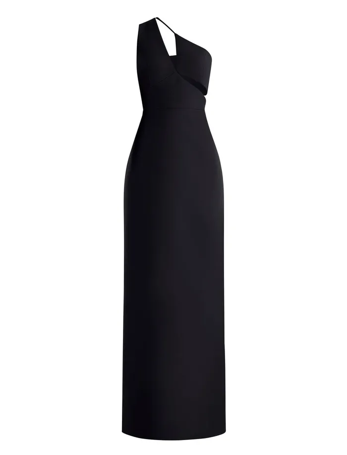 Women Evening Dresses and Gowns BCBG Kai One Shoulder Cutout Gown Black