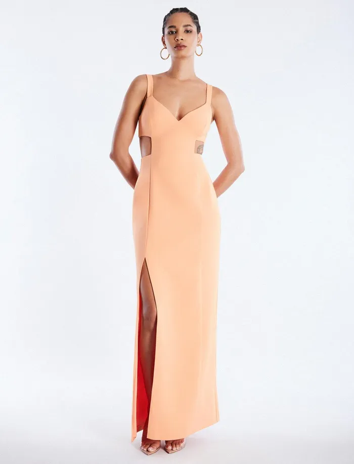 Women Evening Dresses and Gowns BCBG Kamilla Cutout Gown Tangerine