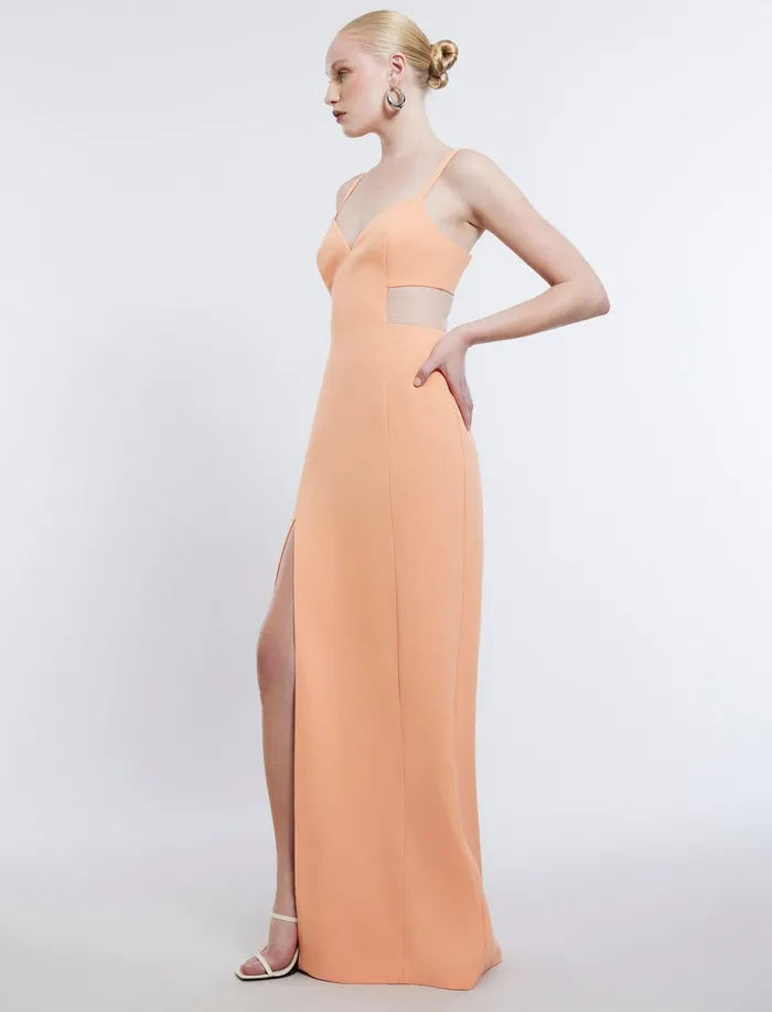 Women Evening Dresses and Gowns BCBG Kamilla Cutout Gown Tangerine