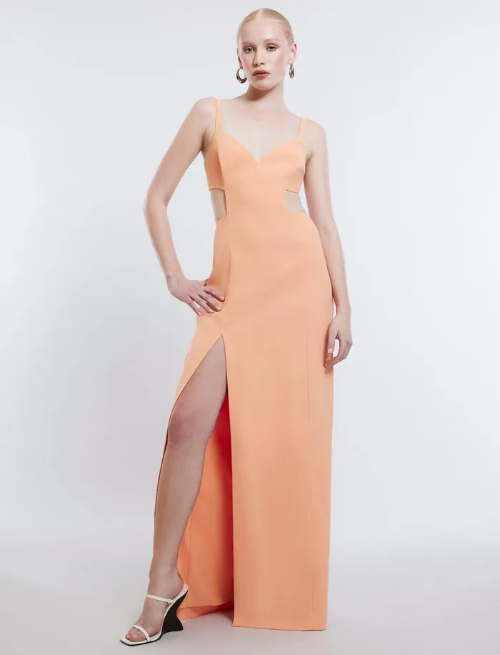 Women Evening Dresses and Gowns BCBG Kamilla Cutout Gown Tangerine