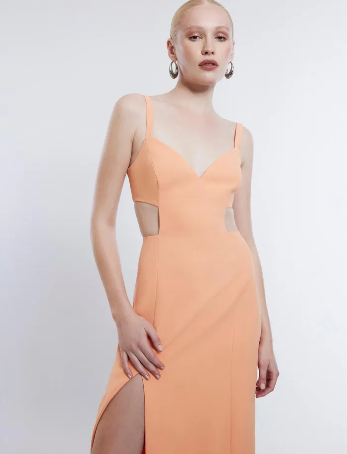 Women Evening Dresses and Gowns BCBG Kamilla Cutout Gown Tangerine