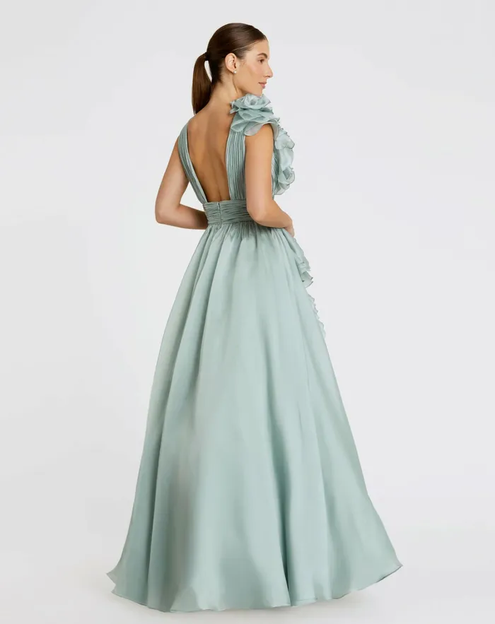 Women Evening Gowns Mac Duggal Ruffle Detailed Evening Dress Mint