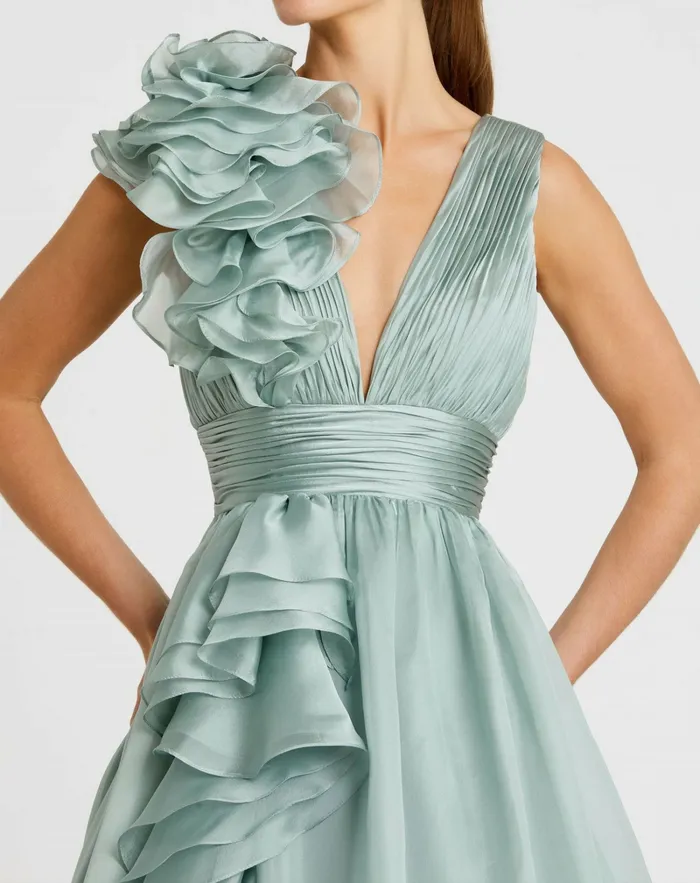 Women Evening Gowns Mac Duggal Ruffle Detailed Evening Dress Mint