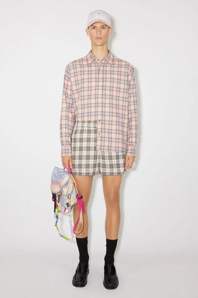 Women Flannel Check Shorts Whiteblack Acne Studios Shorts