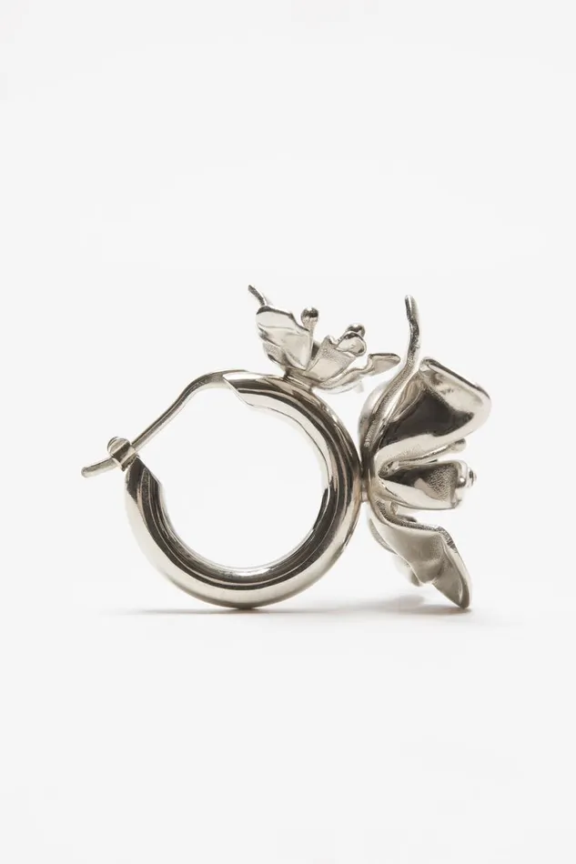 Women Flower Hoop Earrings Silvertransparent Acne Studios Jewellery