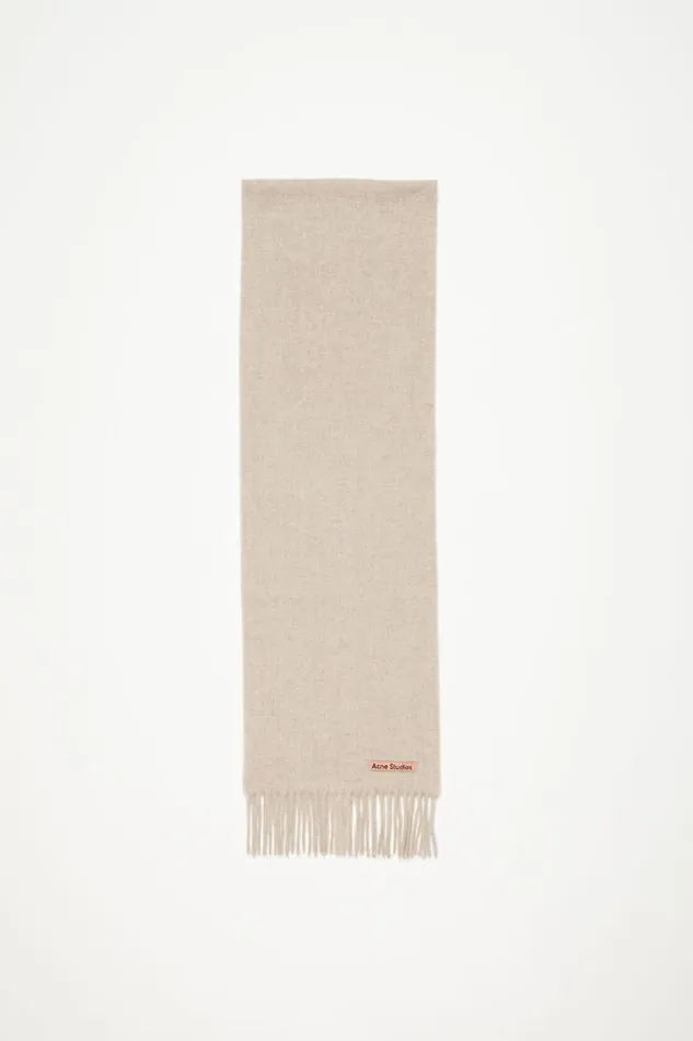 Women Fringe Wool Scarf 8211 Skinny Oatmeal Melange Acne Studios Scarves