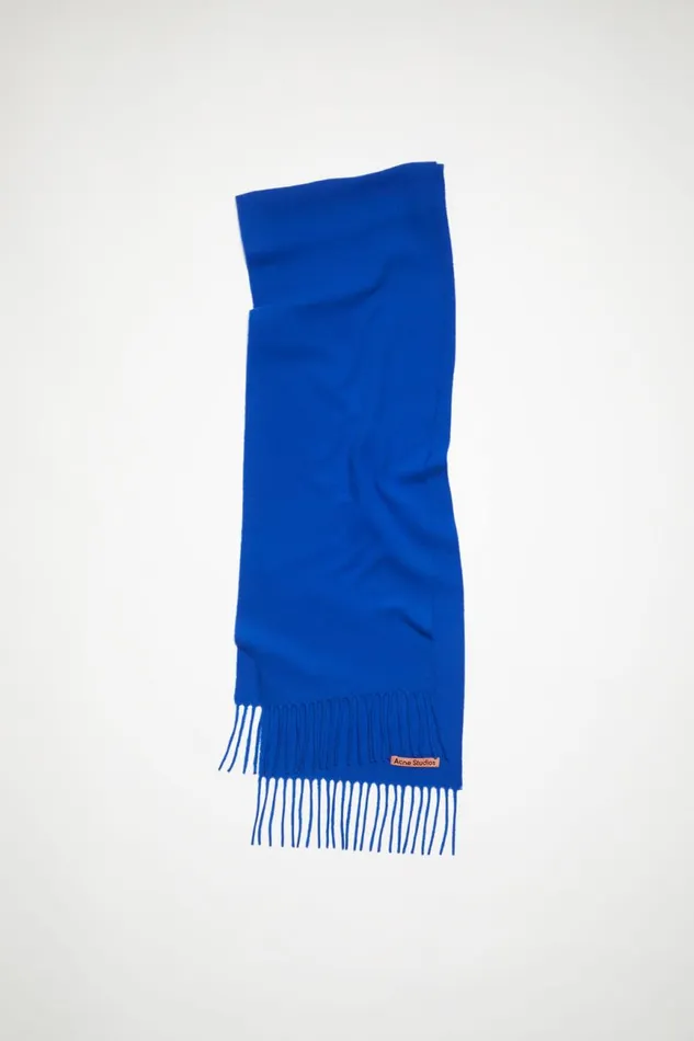 Women Fringe Wool Scarf 8211 Skinny Royal Blue Acne Studios Scarves